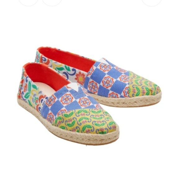 TOMS Alpargata Rope Espadrille Jacquard - Red Multi Mediterranean Tiles Size 9 - Picture 11 of 11